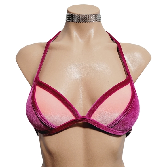 NEW PINK Victoria's Secret push up padded bikini swimsuit top XS - Picture 1 of 5